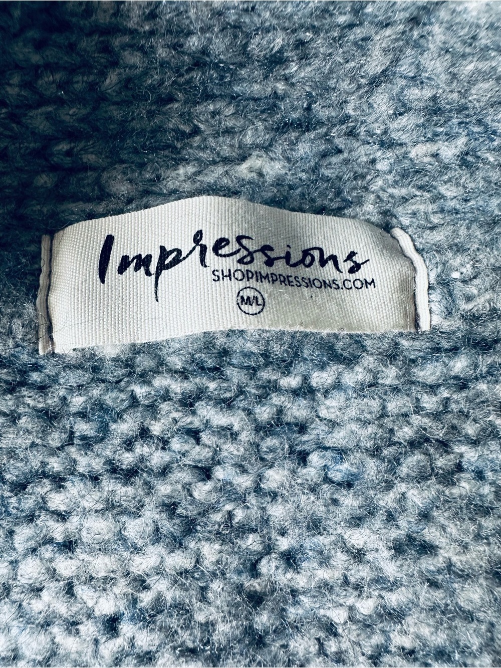 Impressions Boutique Dusty Blue Open-Front Knit Cardigan Puff Bubble Womens M/L - Picture 6 of 8
